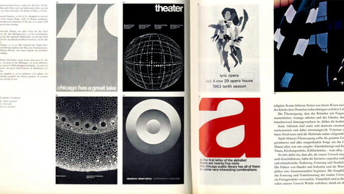 Close-up of a spread from an art magazine.